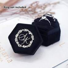 1 pieza Caja de anillo de terciopelo hexagonal personalizada, caja de anillo de boda y compromiso personalizada de una/dos ranuras, elegante caja de almacenamiento de anillos estilo retro, regalo de boda, regalo del Día de San Valentín - Multicolor - Ver 5