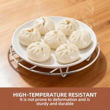 1/3pcs Round Cooling Rack Set, Steamer Rack, Stainless Steel Baking Cooling Cooking Rack, CHEF Round Cooking Rack, Kitchen Small Tools, Multi-Functional Kitchen Cooking Tools, Suitable For Air Fryer/Pot/Pressure Cooker/Round Cake Pan, Mirror Polished, Reusable, Great For Home Kitchen, Birthday Party, Camping, Picnic, BBQ, Christmas, Halloween, Thanksgiving, New Year, Kitchen Accessories (3 Sizes) - - - View 5