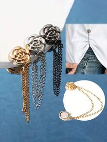 2 piezas Botones con forma de rosa para acortar las patas del pantalón, diseño de cierre con botón oculto para evitar que el pantalón se arrastre por el suelo, impermeable, portátil, duradero, adecuado para vaqueros y pantalones casuales - Multicolor - Ver 5