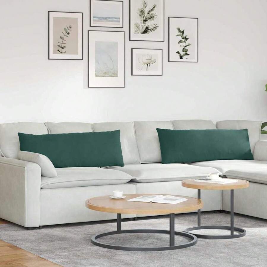 vidaXL 2 Stück Sofakissen 120 X 40 Cm Aus Cord In Dunkelgrün - Grau - Übersicht 1