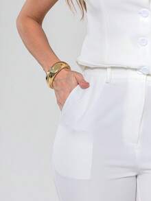 Elegant Plain Vest And Trousers Set C3302 - White - View 8