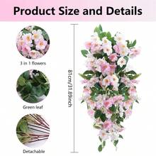 Flores artificiales de cerezo simuladas, plantas colgantes realistas para jardín vertical o patio. - Rosa - Ver 7