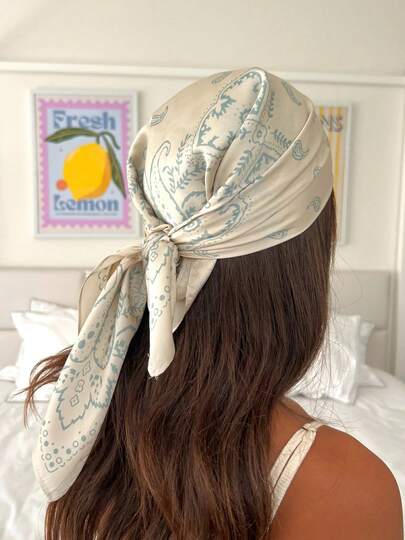 1pc New Bohemian Style Paisley Print Bandana, Women's Fashion Scarf/Shawl For Sun Protection, Suitable For Daily Wear And Vacation, Spring/Summer Winter Hair Accessories Hair Bands Winter Headbands Warm Head Wrap