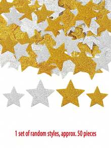 200片闪光星星泡沫贴纸，银色和金色星星贴纸，自粘闪光泡沫星星贴纸，多种尺寸的粘性星星，非常适合情人节派对、手工制作、DIY装饰、剪贴簿和卡片制作。 - 彩色 - 查看 11
