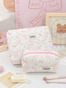 Bộ 1 túi đựng đồ trang điểm và mỹ phẩm hình trái tim và nơ màu hồng, Túi đựng đồ đa năng dung tích lớn dễ thương cho bé gái, Túi đựng đồ trang điểm, Túi đựng bút chì có khóa kéo để đựng mỹ phẩm, dầu dưỡng môi, kem chống nắng, kem dưỡng da tay, tai nghe, tiền xu, văn phòng phẩm, khăn vệ sinh, băng vệ sinh, vật dụng nhỏ, đồ dùng cần thiết khi đi du lịch, quà tặng cho mẹ, quà tặng cho giáo viên, quà tặng cho bạn thân - Hồng - Xem 17