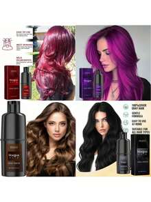 Hair Care Shampoo, Gentle And Non-Irritating, Won't Damage Your Scalp. Red, Purple, Brown, Black - DIY Long-Lasting, Easy-To-Apply Hair Color Shampoo - Halloween Party Special Hair Dye Treatment - Unisex Halloween Gift. - Multicolor - View 2