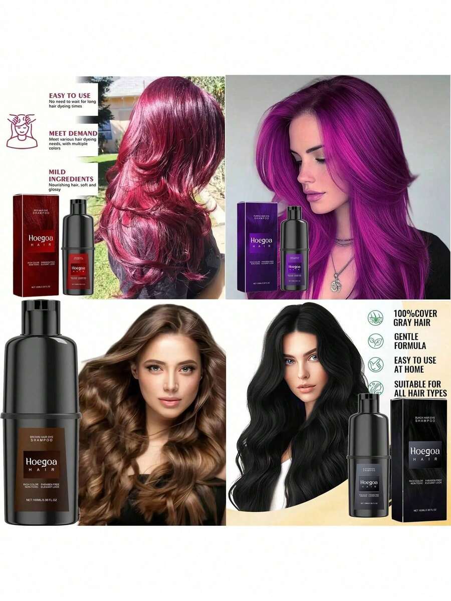 Hair Care Shampoo, Gentle And Non-Irritating, Won't Damage Your Scalp. Red, Purple, Brown, Black - DIY Long-Lasting, Easy-To-Apply Hair Color Shampoo - Halloween Party Special Hair Dye Treatment - Unisex Halloween Gift.