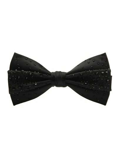 1件纯色涤纶男士水钻领结，宴会、婚礼、派对必备，闪亮水钻设计，优雅时尚的高端西装配饰