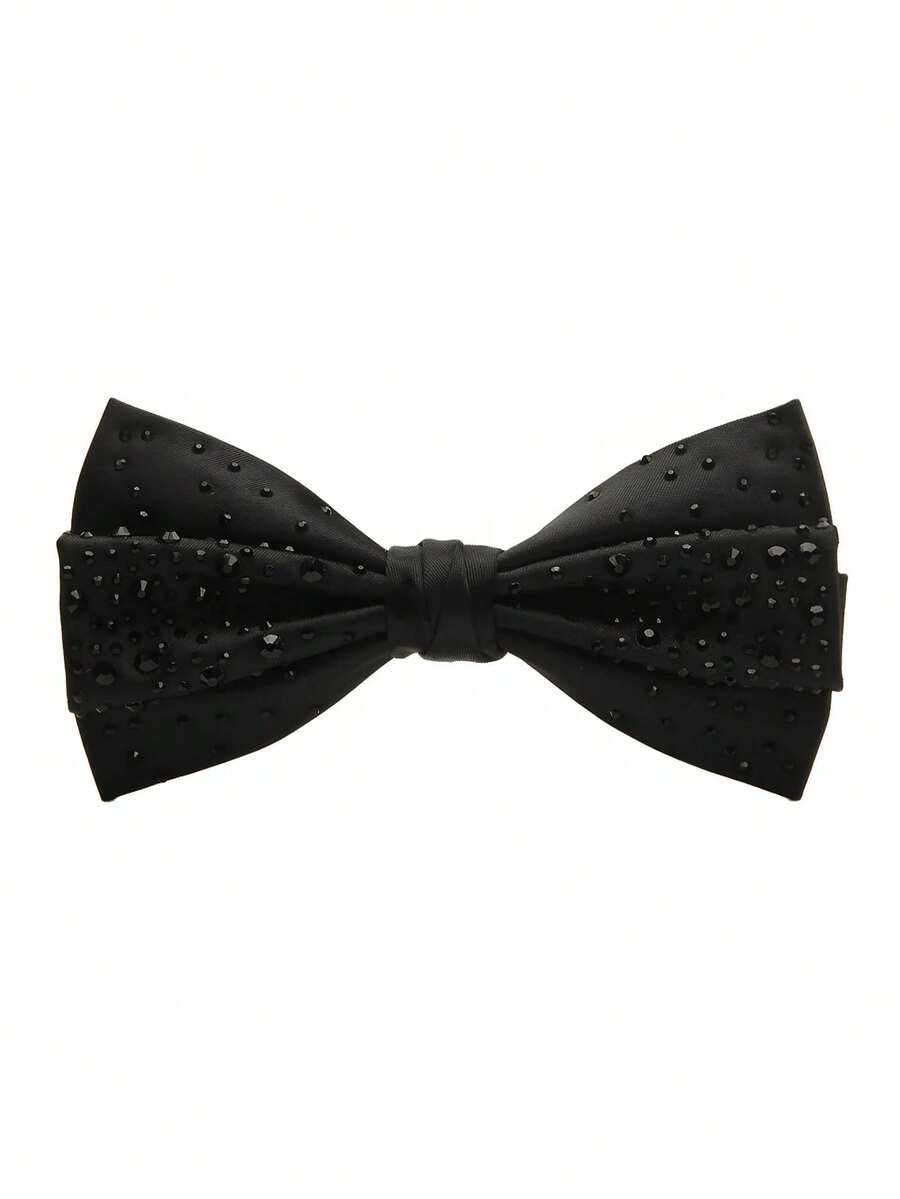 1pc Solid Color Polyester Men's Rhinestone Bow Tie, Essential For Banquet, Shiny Rhinestone Design High-End Suit Accessory - Multicolor - View 1