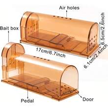 ThreeH Paquete de 2 Trampas Humanizado para Ratones Jaula ratonera de plástico Ligero Control de Plagas Captura en Vivo Marrón - Multicolor - Ver 4