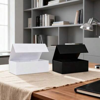 1pc Premium Elegant Rectangular Folding Large Gift Box, Storage Box (Available In Black, White, Pink, Gold), Multi-Functional Gift Box For Clothing, Decor, Stationery, Jewelry Storage And Packaging, Perfect Gift Choice (Size: 26cm*19cm*8cm)