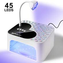 SUN BT-17 镶钻双灯 UV LED 美甲灯，45 颗 LED 灯珠，USB 辅助光源，带 4 个定时器，沙龙/家用快速固化美甲灯，情人节及女士礼物 - 美規A型插(110-127V) - 查看 1