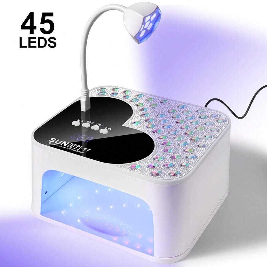 SUN BT-17 镶钻双灯 UV LED 美甲灯，45 颗 LED 灯珠，USB 辅助光源，带 4 个定时器，沙龙/家用快速固化美甲灯，情人节及女士礼物 - 美規A型插(110-127V) - 查看 1