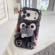 Funda de teléfono de peluche de chihuahua de dibujos animados, nueva temporada de invierno 2025, compatible con Apple 11 12 13 14 15 16 17 Air Pro Max, Galaxy S23 S24 S25 Plus Ultra, A14 A15 A16 A17 A05S A35 A26 A36 A56 A54 A55 A56 4G/5G, cubierta protectora suave de TPU a prueba de golpes - Gris - Ver 3