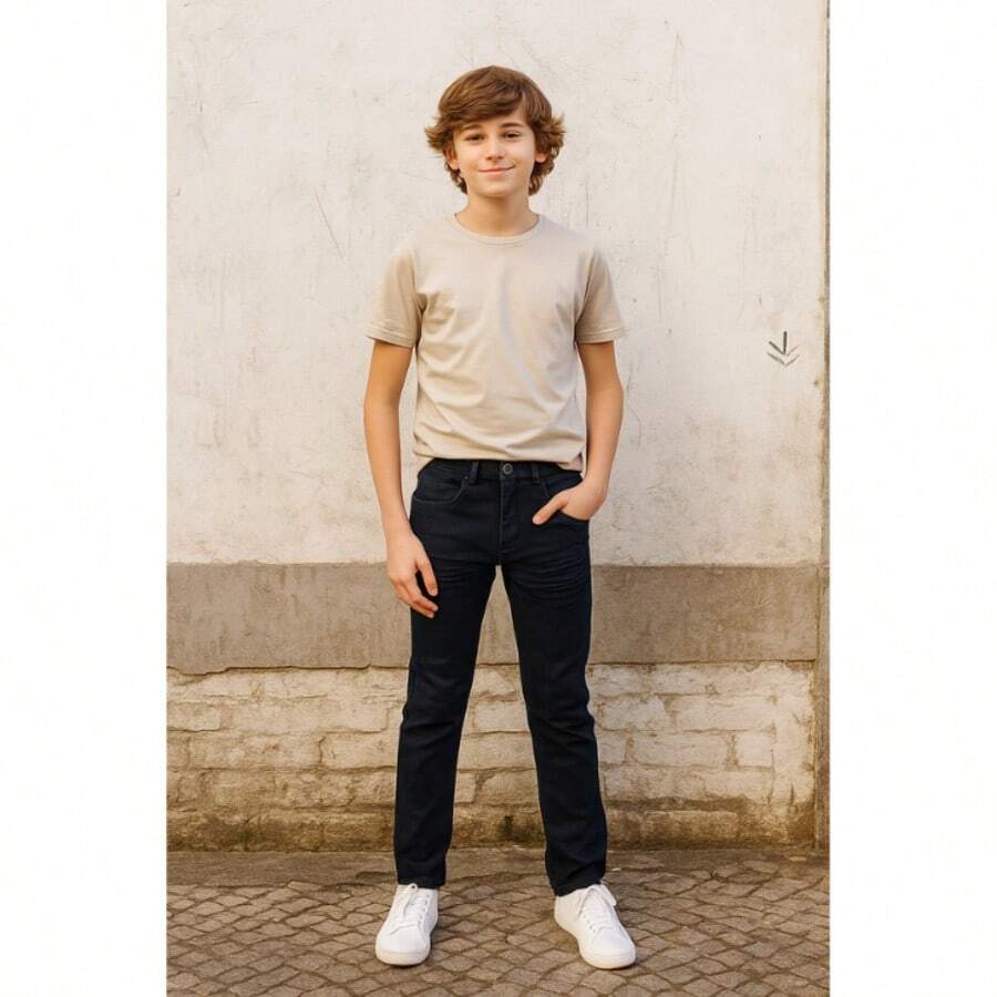 Boys' Slim Fit Jeans - 黑色 - 查看 1