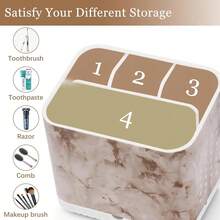Toothbrush Holders For Bathrooms,  Electric Toothbrush And Toothpaste Holder, Toothbrush Caddy Organizer, 4 Slots Tooth Brushing Stand For Bathroom Organizer Countertop (White Marble){Inchcolor_nameinch:InchWhiteMarbleGraininch} - 白色大理石紋 - 查看 6