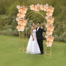 5.91*7.87ft Wedding Arch Backdrop Stand, White Gold Wedding Arches For Ceremony, Square Door-Shaped Metal Balloon Arch Stand, Flower Stand, Garden Arbor Frame For Wedding Birthday Party Baby Shower Photo Booth Background Decoration Indoors Outdoors - 金色 - 查看 4