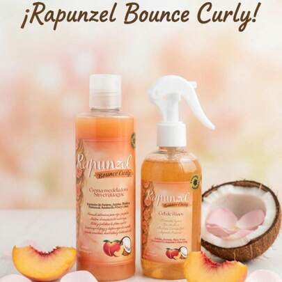 KIT DE 2 PIEZAS DE CREMA Y GEL PARA DEFINIR RIZOS CON ESTRACTO DE DURAZNO Y ACEITE DE COCO