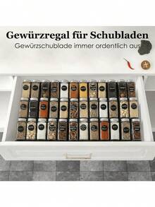 4 件装抽屉式调料架，调料抽屉内衬，4 层抽屉收纳系统，厨房、台面、橱柜、搁架收纳架，黑色，可伸缩调料架，抽屉式调料收纳架，调料内衬架（不含调料罐） - 黑色 - 查看 5