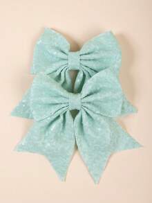 2/10个亮片丝带蝴蝶结发夹，闪亮啦啦队发夹，适合派对 - 彩色 - 查看 24