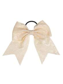 1件金色亮片蝴蝶结儿童发饰头带飘带，可爱啦啦队红色蝴蝶结头带，适合女孩派对或节日