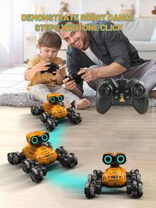 1pc 8WD Remote Control Stunt Car (For 6-13 Years Old Boys, Children's Birthday Gift), Wally Robot Toy With Auto Demo Function, 360° Rotation, LED Eyes, Music Player, 2.4GHz 8-Wheel Drive Stunt Car, Handheld Remote Control Climbing Toy, Best Christmas/Birthday Gift For 4-5-6-7-8-9-10-11-12 Year Old Boys (Blue, White, Green, Orange) - Multicolor - View 3