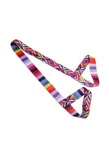 1 pieza Correa para estera de yoga, almacenamiento de estera de ejercicio, azul, iridio, a cuadros de siete colores soñadores, flor rosa retro, correa de cadena de doble capa, correa de sujeción multicolor, correa de almacenamiento, cuerda de estiramiento de yoga, correa para el hombro de yoga portátil, ejercicio de fitness, regalo de festival - Multicolor 2 - Ver 19