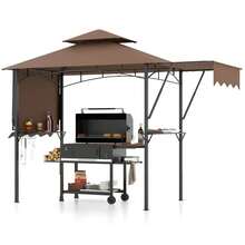 13' X 5' Grill Gazebo With Dual Side Awnings 2 Shelves 7 Hooks Adjustable Shadow - Default - View 1