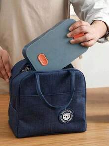 1 PC Bear Pattern Insulated Lunch Bag, Insulated Bento Box Bag, Thick Aluminum Foil Lunch Tote, Cooler Picnic Handbag, For Work And Outdoor Portable Lunch Box Bag, Lunch Bag, Work And School Storage Bag, Teacher Storage Bag, Classroom Bag, Classroom Storage Bag. A Gift For A Woman, A Gift For A Man Portable Polyester Lunch Bag - Multicolor - View 3