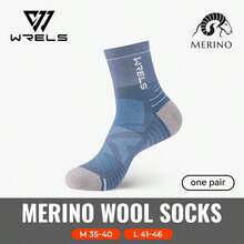 WRELS 1雙美麗諾羊毛登山襪，保暖冬季戶外運動襪，保暖襪，運動襪，壓力加強踝部支撐襪 - 中筒襪 - 查看 13