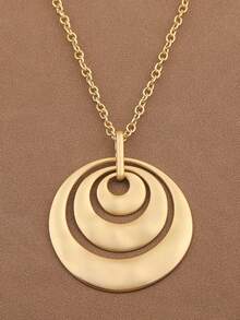1 pezzo Collana con ciondolo asimmetrico aperto minimalista di colore oro opaco, ciondolo di forma geometrica boho di grandi dimensioni, collana statement