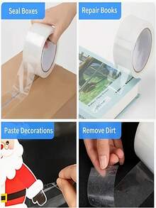 1 Roll, Clear Packing Tape 76 Yards, Super Sticky, Suitable For Christmas Gift Wrapping, Moving, Office, Handmade - Transparent - View 4