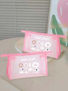 Mesh Cosmetic Bag With Hair Accessory Pattern, Multifunctional Cosmetic Pouch, For Clips, Headbands,Red Air Cushion Storage Portable Storage Bag, Makeup Bag, Skincare Bag, Travel Essentials, Dormitory Supplies, Bathroom Storage, Jewelry Storage, Lip Oil And Cosmetics Storage Bag School Supplies Pouch ,Make Up Bag Holiday Essentials, Makeup Storage,Wedding Bride Gifts, Mother Gifts, Birthday Gifts, Gifts For Friends And Teachers