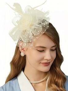 3pcs Fascinator With Lace Gloves Feather Tea Party Hat For Horse Racing Flower Kentucky Derby Hat For Women&Girls Mother's Day Gift. - 戴手套的風格 - 查看 9