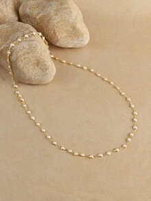 Opalesca 1pc Gold/Silver Faux Pearl Trim Y-Shaped Long Necklace, Bling Pendant, Suitable For Daily Wear, Date, Party, Holiday, Vacation, Deep V, Anniversary, Birthday Gift, Boho Elegant Luxurious Minimalist Fashion Sexy Cute - Yellow Gold - View 1