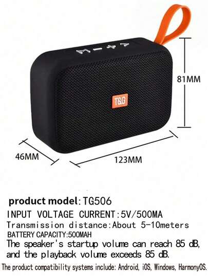 Small Square Mini Wireless Portable Outdoor Speaker, Built-In Microphone, Hands-Free, TF Card Playback, Button Control Bluetooth Speaker, Compatible With Phone, PC Tablet