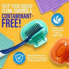 GuruNanda Brush Pods - Toothbrush Cover For Manual & Electric Toothbrush, Keeps Toothbrush Fresh & Clean, Travel Accessories With Natural Essential Oil Vapors, 3 Pack{Inchsize_nameinch:InchPackof3inch} - 包3 - 查看 3