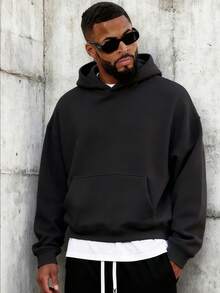 男士休闲运动卫衣 - 纯色，长袖，针织面料，H型版型，适合徒步旅行和户外活动，涤纶材质，圆领，秋冬季运动风