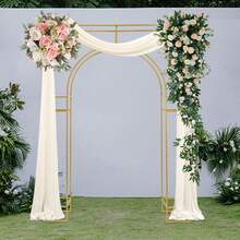 5.91*7.87ft Wedding Arch Backdrop Stand, White Gold Wedding Arches For Ceremony, Square Door-Shaped Metal Balloon Arch Stand, Flower Stand, Garden Arbor Frame For Wedding Birthday Party Baby Shower Photo Booth Background Decoration Indoors Outdoors - 金色 - 查看 3