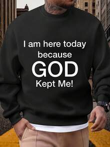 I Am Here Today Because God Kept Me Christian Faith Sweatshirt For Men Women Religious Gift Wearable Statement Apparel Spiritual Motivational Clothing - 黑色 - 查看 1