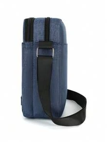 大容量时尚男士单肩斜挎包，多功能可调节肩带，拉链封口，多隔层实用收纳男士包，节日必备 - 藍色 - 查看 5