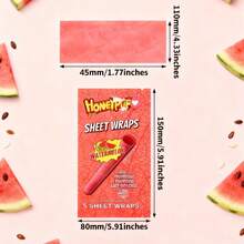 3 Packs HONEYPUFF King Size (110mm) Cigar Roll Paper, Cigar Skin, Sheet Wraps, 5 Sheets/Pack, Multiple Colors | For Any Smokers - 西瓜口味3包(15片) - 查看 2