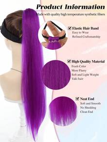 长款编织马尾辫接发，棕黑色嘻哈马尾辫，合成扭辫假发，适合女孩，26英寸编织接发，弹性扎带，适合日常佩戴和特殊场合，1件装 - 彩色 - 查看 3