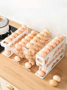 3/4 Layer Transparent And Light Blocking Egg Display Base, Automatic Egg Rack, Elastic And Anti Damage Frame For Refrigerators And Tables, Easy To Clean And Wash, Industrial Food Supply Equipment, Kitchen Organization Side Rack, Egg Storage Box - Multicolor - View 5