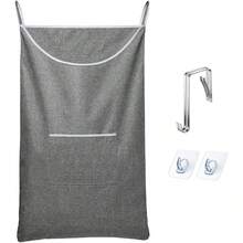 1/2pcs Hanging Laundry Basket Bag, With 2 Different Hooks Portable Hanging Bathroom Laundry Storage Bag, Large Oxford Cloth Size, Suitable For Home Student Dorm (Black/Gray) - Multicolor - View 4