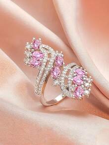 Gift Box Cubic Zirconia Rhinestone Musical Note Ring, Elegant Jewelry For Women Wedding Party Evening, Copper Material Non-Fading Non-Allergic, Ideal Holiday Gift - Silver - View 10