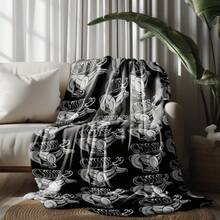 Deer In A Flying Gallop - Timeless Abstraction Soft Flannel Throw Blanket For Couch,Sofa Bed Plush Cozy Warm For All Seasons - 白色 - 查看 1
