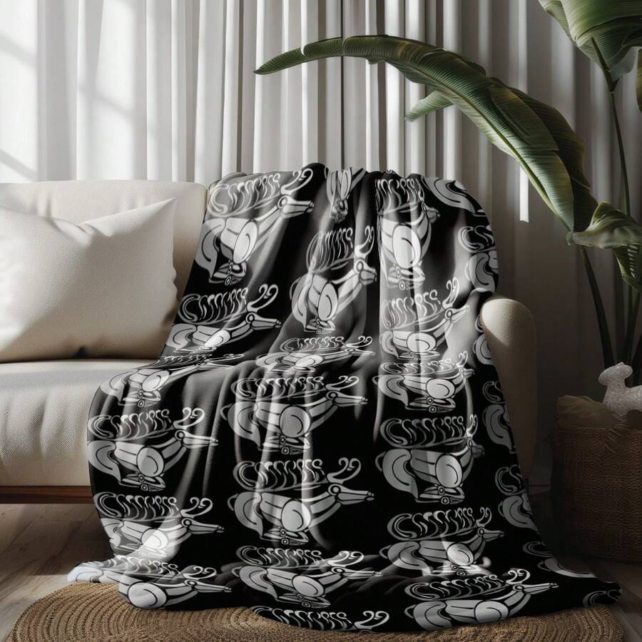 Deer In A Flying Gallop - Timeless Abstraction Soft Flannel Throw Blanket For Couch,Sofa Bed Plush Cozy Warm For All Seasons - 白色 - 查看 1