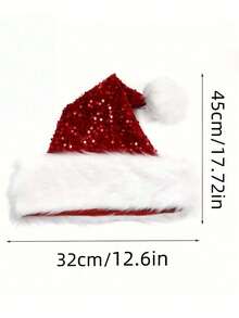 1pc Christmas Santa Claus Oversized Thick Plush Hat, Christmas Decor Atmosphere Hat, Double Layer Sequin Hat, Fashionable Oversized Thick Plush Hat