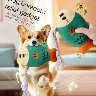 1pc Plush Squeaky Toy Simulated Fat Fish Chew Toy For Dog Teeth Cleaning & Boredom Relief, Pet Supplies For Puppy